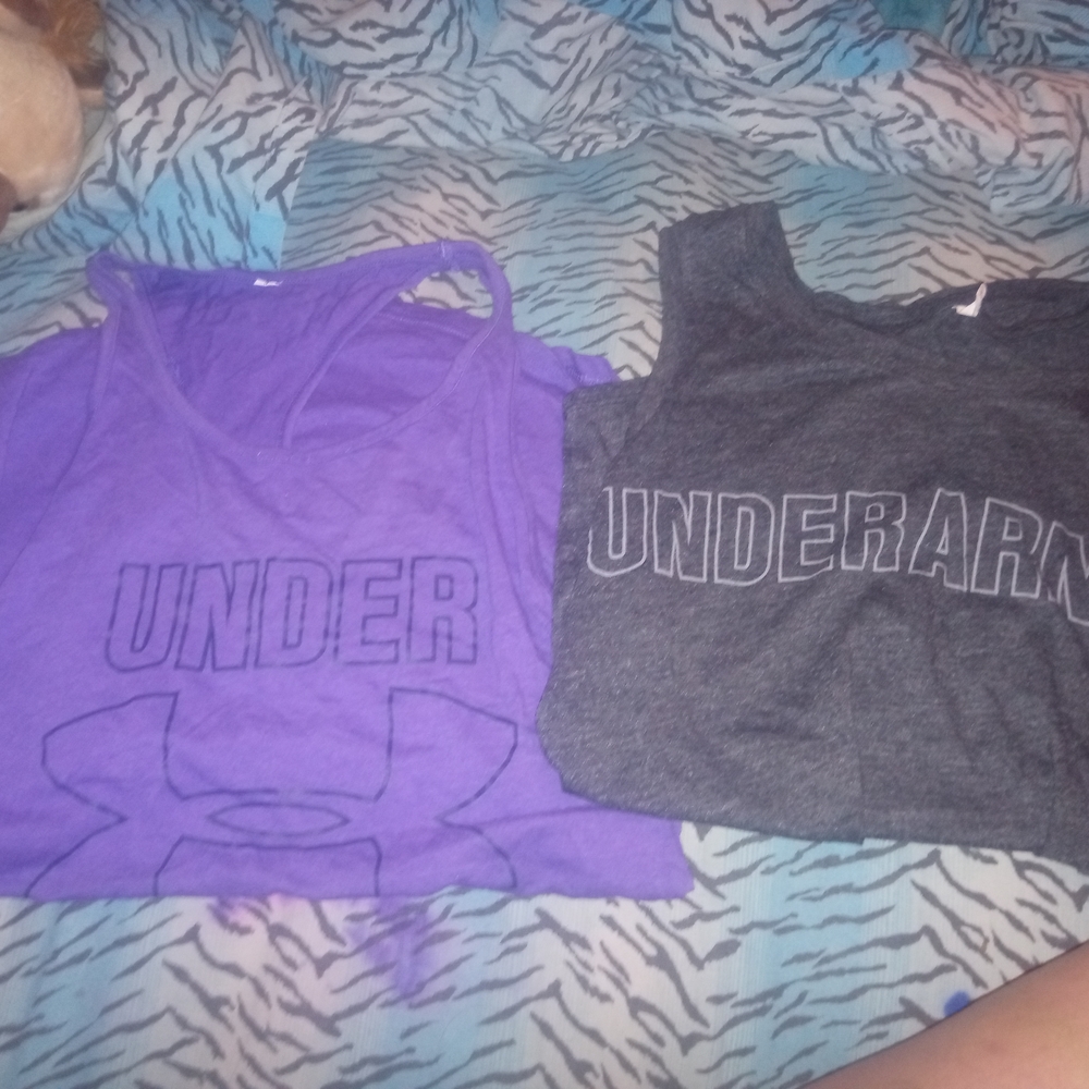 Under Armour Purple and Gray Tank Tops
